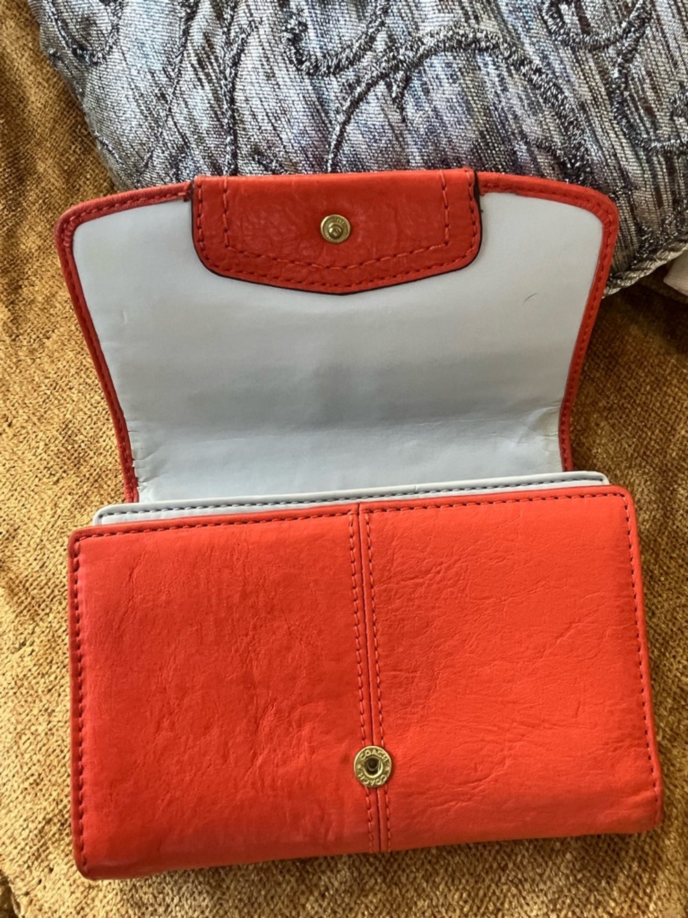 Coach Ashley Pleated Orange 🍊 Leather Compact Wallet with Gold Hardware, GUC - Picture 7 of 12